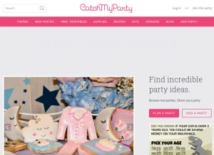 How catchmyparty.com looks like on a tablet such as an iPad.