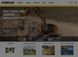How caterpillar.com looks like on a tablet such as an iPad.