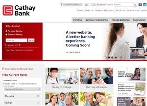 How cathaybank.com looks like on a tablet such as an iPad.