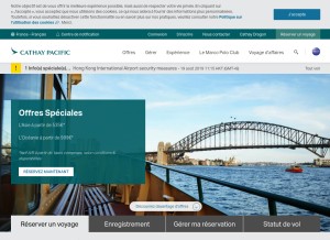 How cathaypacific.com looks like on a tablet such as an iPad.