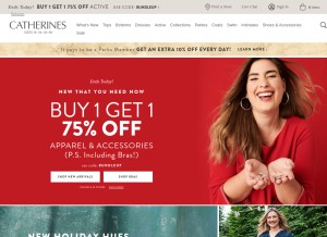 How catherines.com looks like on a tablet such as an iPad.