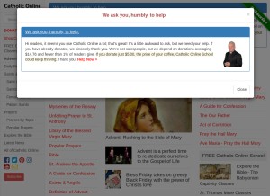 How catholic.org looks like on a tablet such as an iPad.