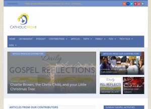 How catholicmom.com looks like on a tablet such as an iPad.