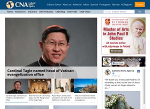 How catholicnewsagency.com looks like on a tablet such as an iPad.