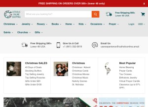 How catholiconline.shopping looks like on a tablet such as an iPad.