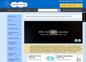 How catholicparts.com looks like on a tablet such as an iPad.
