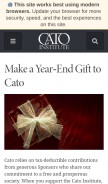 How cato.org looks like on a mobile device such as an iPhone.