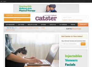 How catster.com looks like on a tablet such as an iPad.