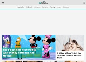How cattime.com looks like on a tablet such as an iPad.