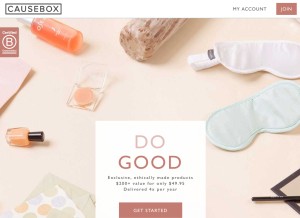 How causebox.com looks like on a tablet such as an iPad.