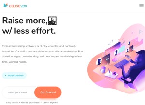 How causevox.com looks like on a tablet such as an iPad.