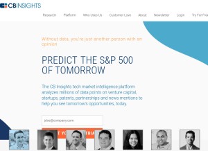 How cbinsights.com looks like on a tablet such as an iPad.
