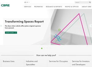 How cbre.ae looks like on a tablet such as an iPad.