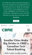 How cbre.ca looks like on a mobile device such as an iPhone.