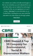 How cbre.com looks like on a mobile device such as an iPhone.