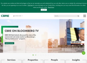 How cbre.com looks like on a tablet such as an iPad.