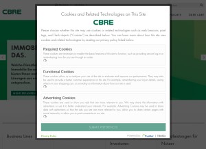 How cbre.de looks like on a tablet such as an iPad.