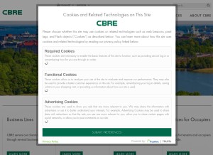 How cbre.fi looks like on a tablet such as an iPad.
