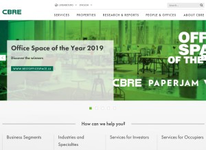 How cbre.lu looks like on a tablet such as an iPad.