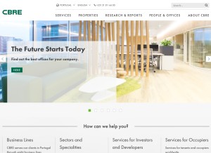 How cbre.pt looks like on a tablet such as an iPad.