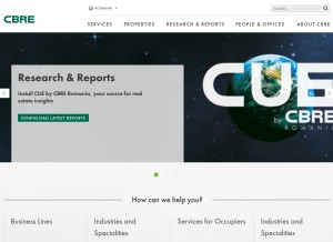 How cbre.ro looks like on a tablet such as an iPad.