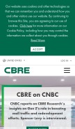 How cbre.us looks like on a mobile device such as an iPhone.