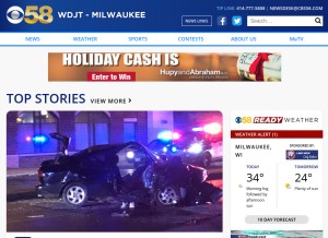 How cbs58.com looks like on a tablet such as an iPad.