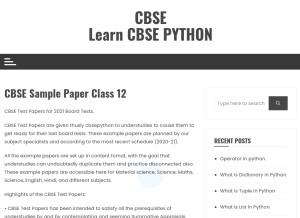 How cbsepython.in looks like on a tablet such as an iPad.