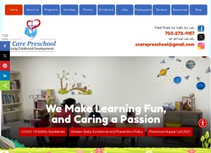 How ccarepreschool.com looks like on a tablet such as an iPad.