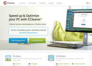 How ccleaner.com looks like on a tablet such as an iPad.