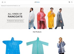 How ccraincoats.com looks like on a tablet such as an iPad.