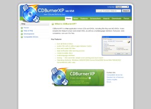 How cdburnerxp.se looks like on a tablet such as an iPad.