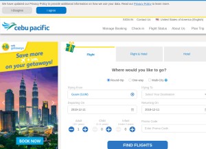How cebupacificair.com looks like on a tablet such as an iPad.
