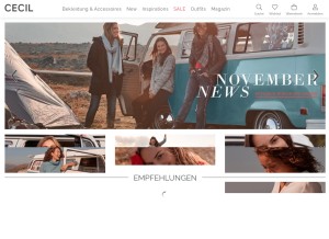 How cecil.de looks like on a tablet such as an iPad.
