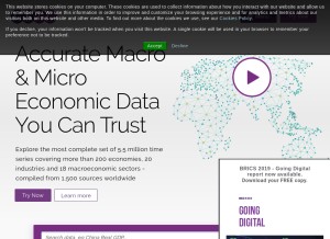 How ceicdata.com looks like on a tablet such as an iPad.