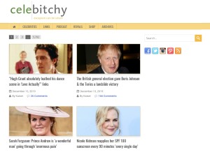 How celebitchy.com looks like on a tablet such as an iPad.