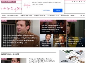 How celebratingthesoaps.com looks like on a tablet such as an iPad.