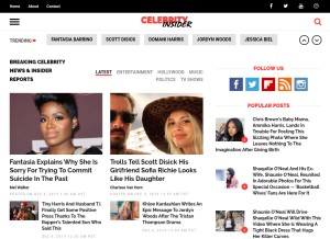 How celebrityinsider.org looks like on a tablet such as an iPad.