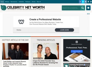 How celebritynetworth.com looks like on a tablet such as an iPad.