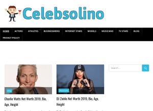 How celebsolino.com looks like on a tablet such as an iPad.