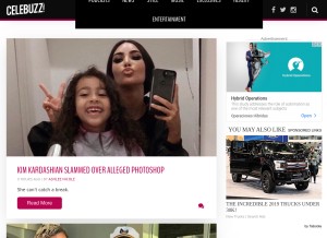 How celebuzz.com looks like on a tablet such as an iPad.