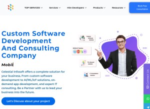 How celestialinfosoft.com looks like on a tablet such as an iPad.