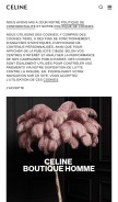 How celine.com looks like on a mobile device such as an iPhone.