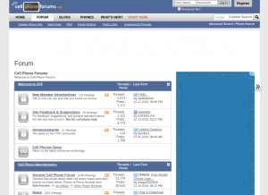 How cellphoneforums.net looks like on a tablet such as an iPad.