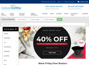 How cellularoutfitter.com looks like on a tablet such as an iPad.