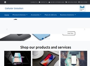 How cellularsolution.ca looks like on a tablet such as an iPad.