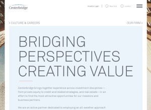 How centerbridge.com looks like on a tablet such as an iPad.