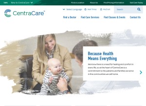 How centracare.com looks like on a tablet such as an iPad.