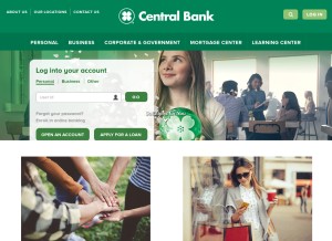 How centralbank.net looks like on a tablet such as an iPad.
