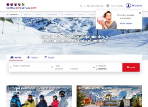 How centraldereservas.com looks like on a tablet such as an iPad.